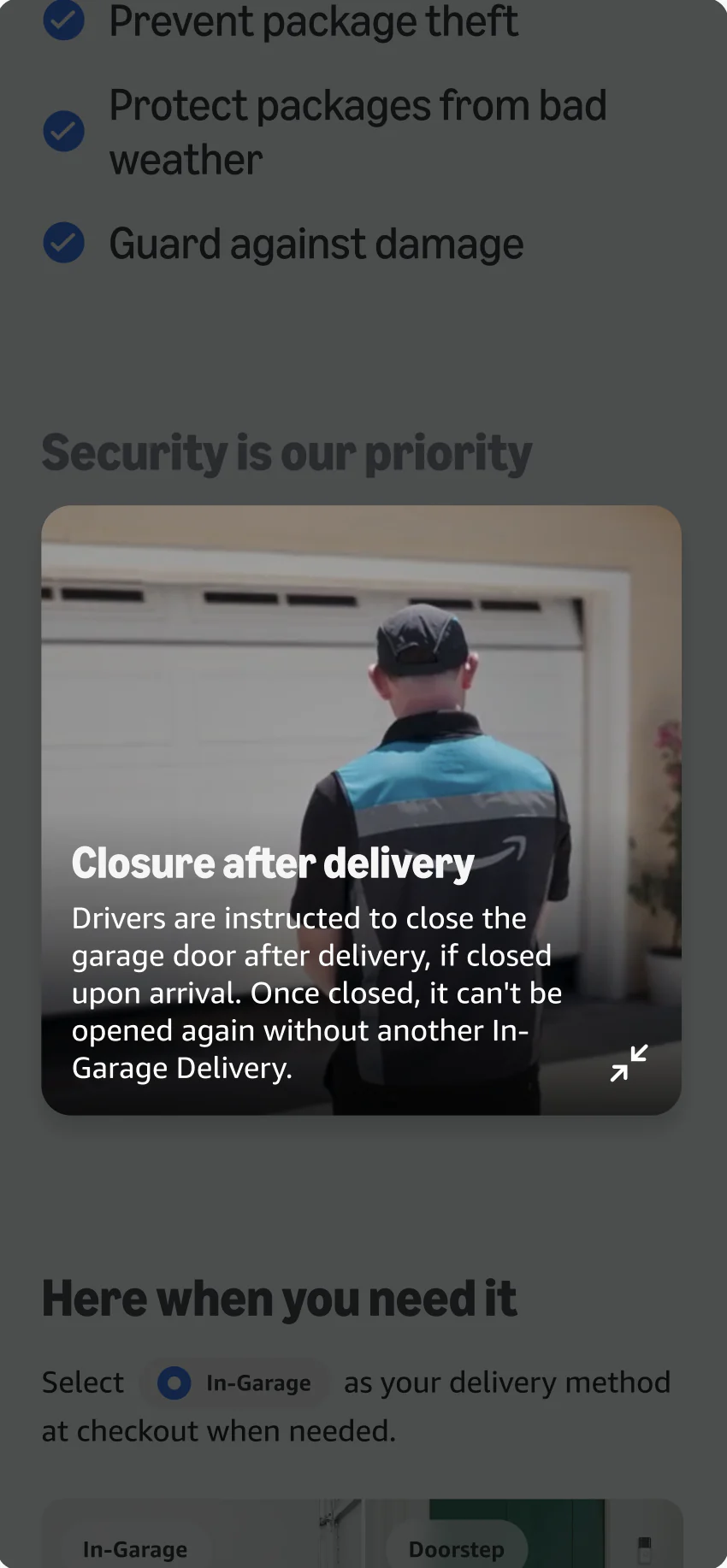 Expanded security pop-out: who can access the garage.